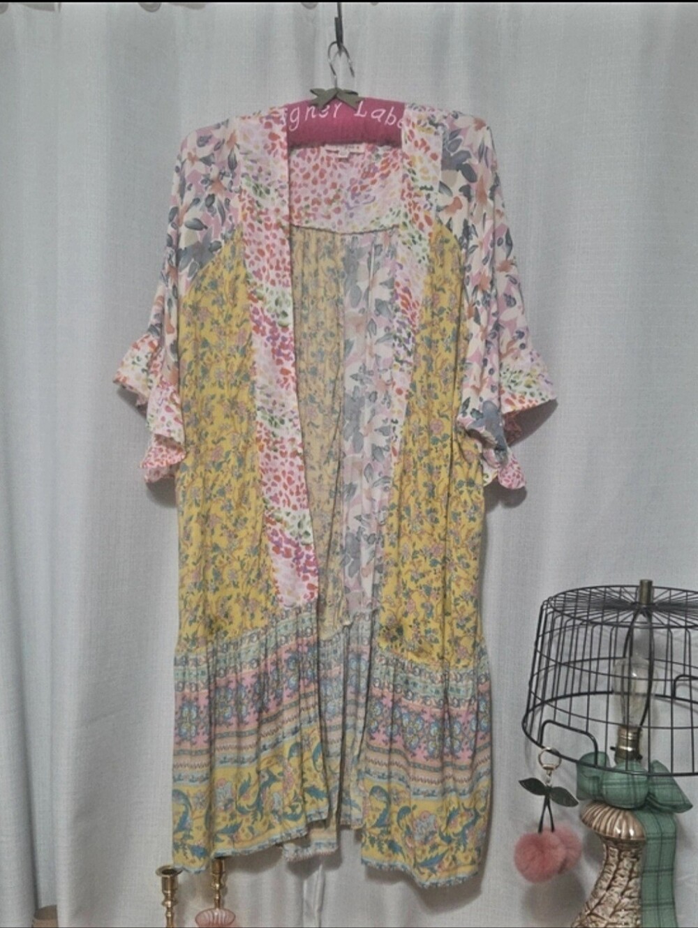 Umgee Mixed Patchwork Floral Kimono Duster  Boho